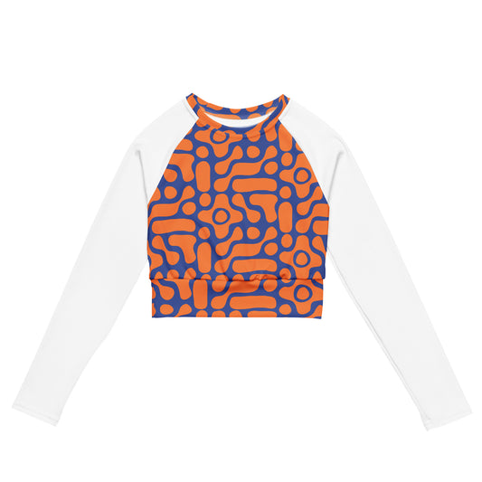 Orange blue Recycled long-sleeve crop top